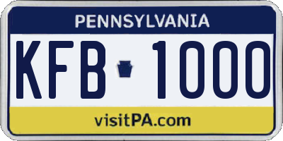 PA license plate KFB1000