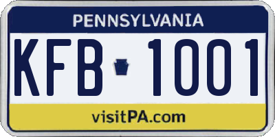 PA license plate KFB1001