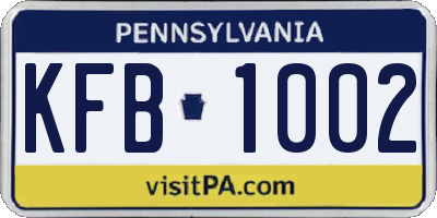 PA license plate KFB1002