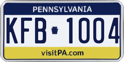 PA license plate KFB1004