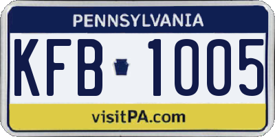 PA license plate KFB1005