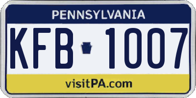 PA license plate KFB1007