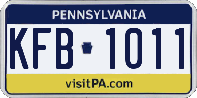 PA license plate KFB1011