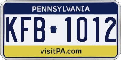 PA license plate KFB1012