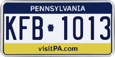 PA license plate KFB1013