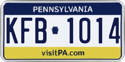 PA license plate KFB1014