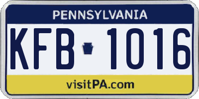 PA license plate KFB1016