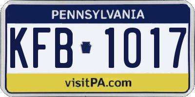 PA license plate KFB1017