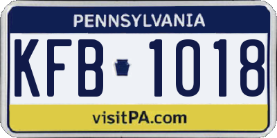 PA license plate KFB1018