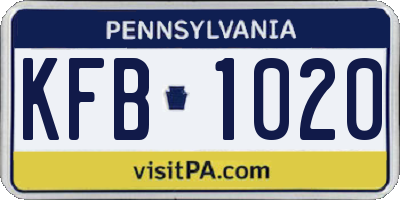 PA license plate KFB1020
