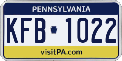 PA license plate KFB1022