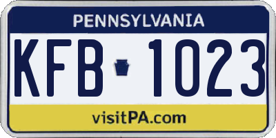PA license plate KFB1023