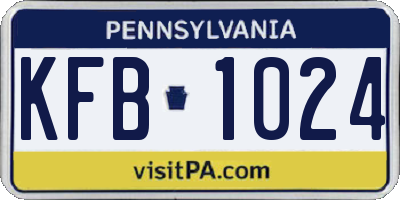 PA license plate KFB1024