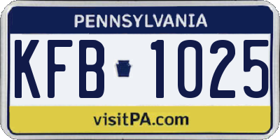 PA license plate KFB1025