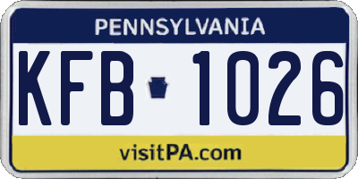 PA license plate KFB1026