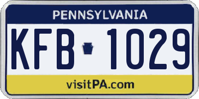 PA license plate KFB1029
