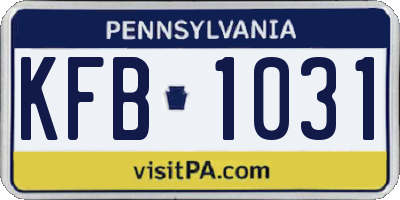 PA license plate KFB1031