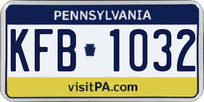PA license plate KFB1032