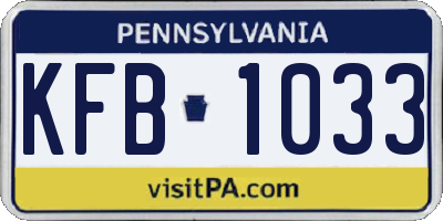 PA license plate KFB1033