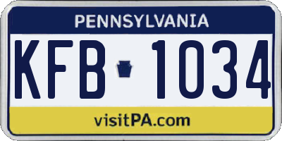 PA license plate KFB1034