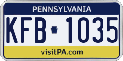 PA license plate KFB1035
