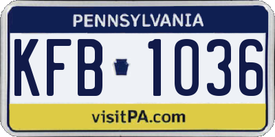 PA license plate KFB1036