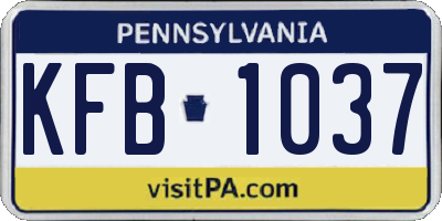 PA license plate KFB1037