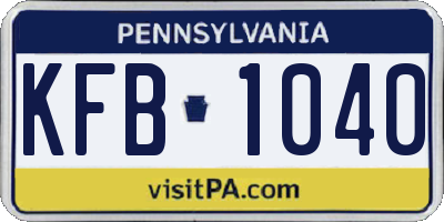 PA license plate KFB1040