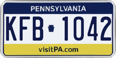 PA license plate KFB1042