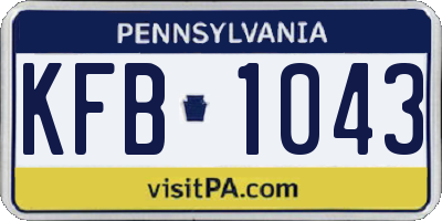 PA license plate KFB1043