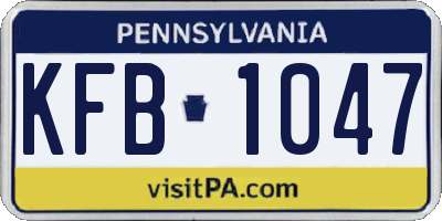PA license plate KFB1047
