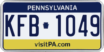 PA license plate KFB1049