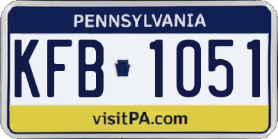 PA license plate KFB1051