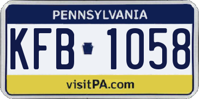 PA license plate KFB1058