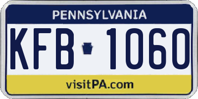 PA license plate KFB1060