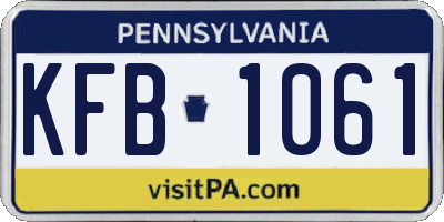 PA license plate KFB1061