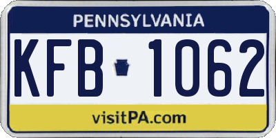 PA license plate KFB1062