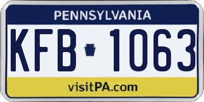 PA license plate KFB1063