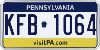 PA license plate KFB1064