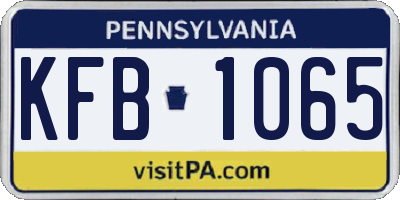 PA license plate KFB1065