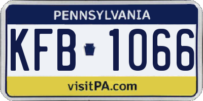 PA license plate KFB1066