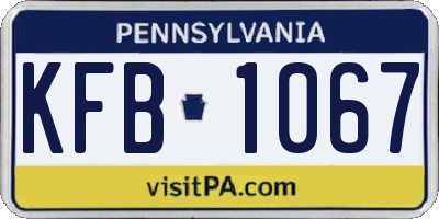 PA license plate KFB1067