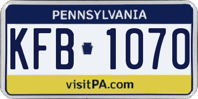 PA license plate KFB1070
