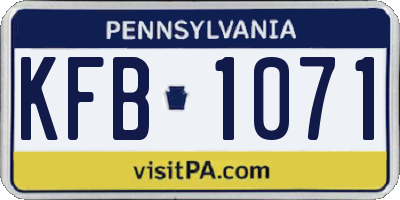 PA license plate KFB1071