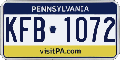 PA license plate KFB1072