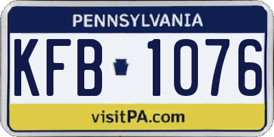 PA license plate KFB1076