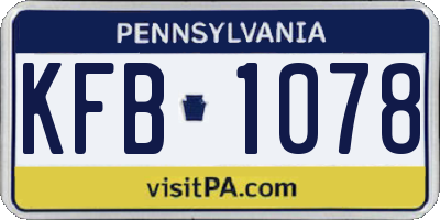 PA license plate KFB1078