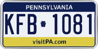 PA license plate KFB1081