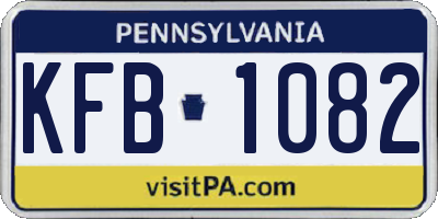 PA license plate KFB1082