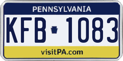 PA license plate KFB1083